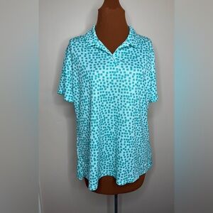 Nike Victory Grid Golf Polo Shirt Aqua Short Sleeve Size XL
